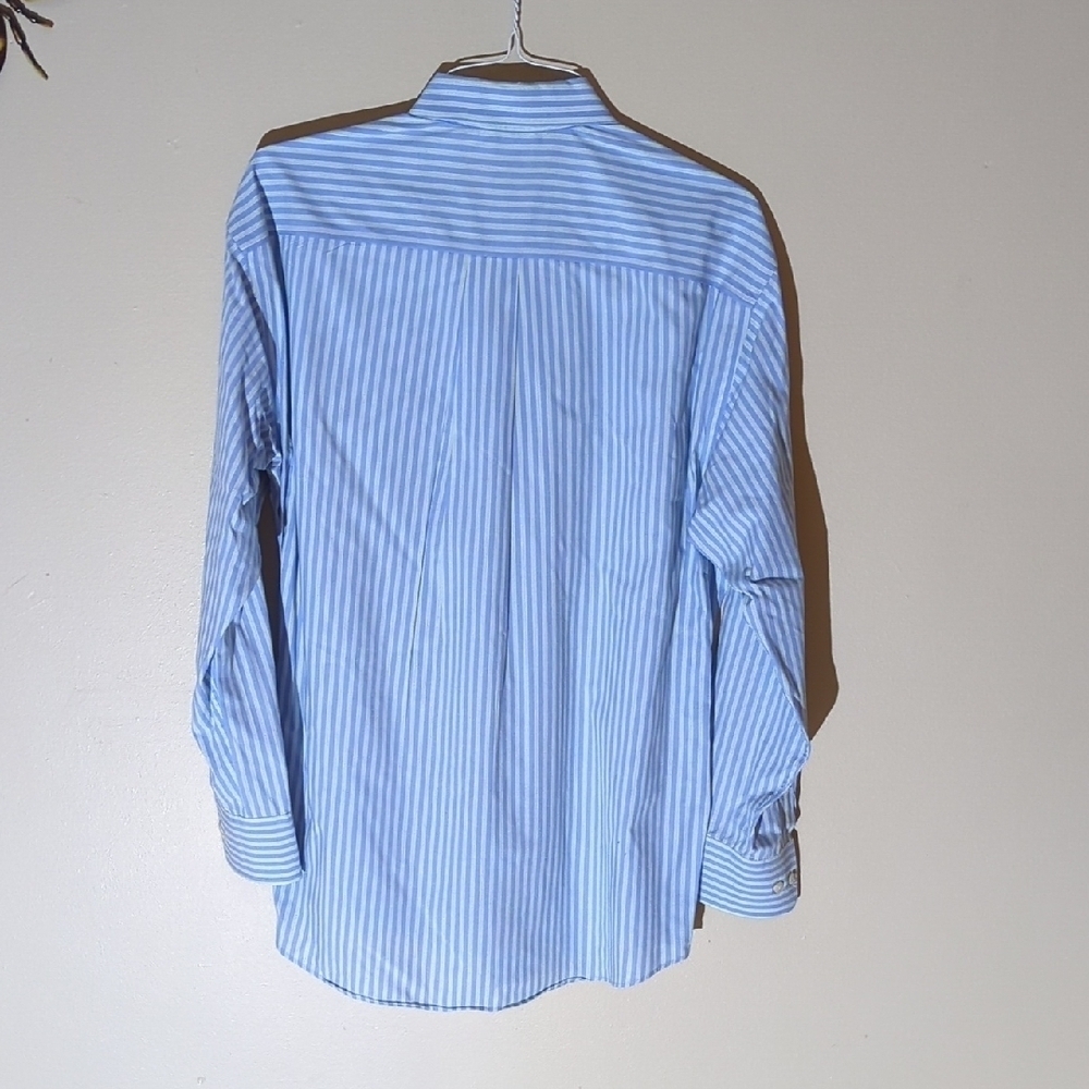 Nautica Light Blue Striped Button Down Dress Shirt 17, 34-35 - Picture 5 of 8